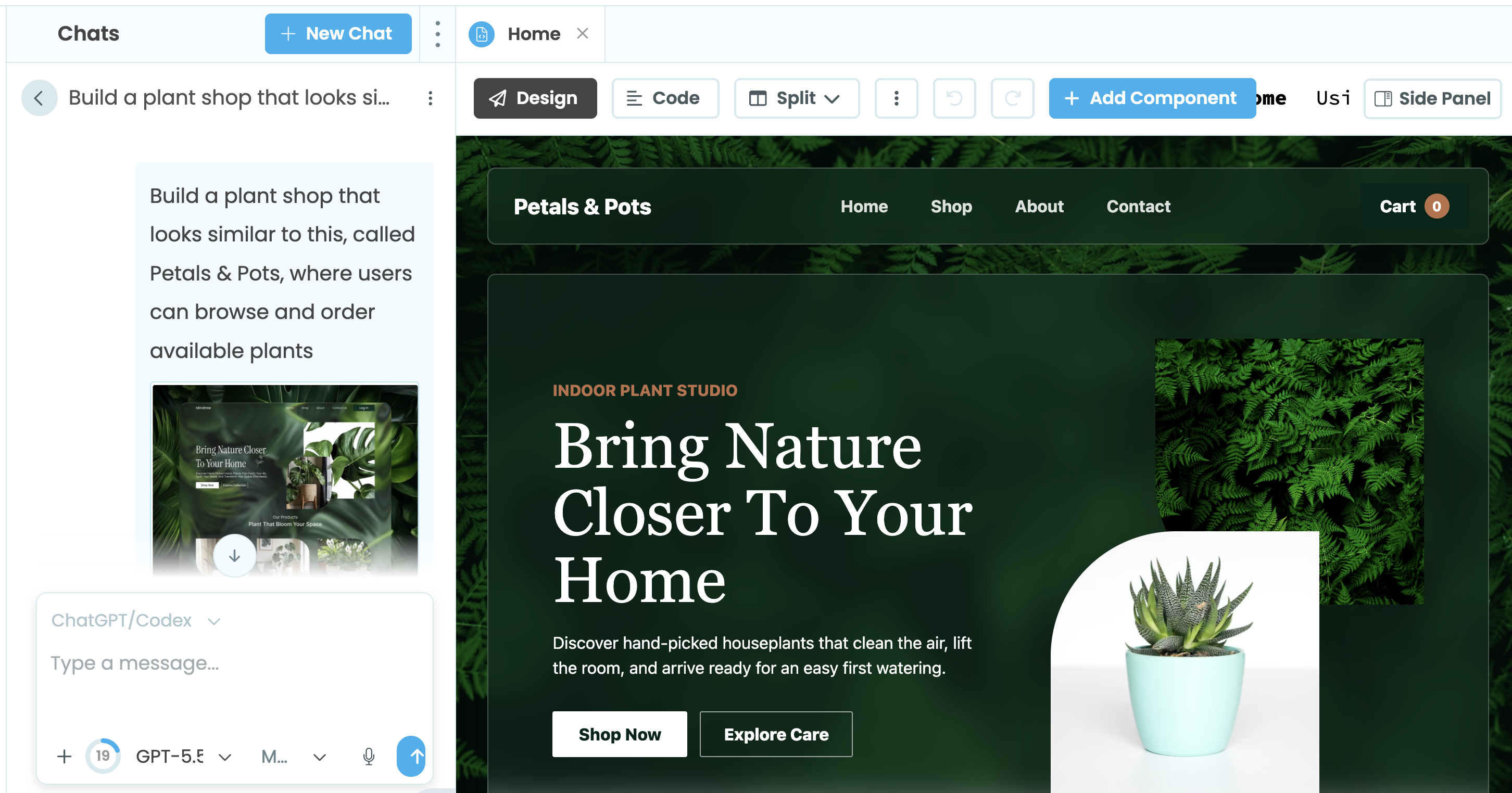 Prompt with reference images and generated design