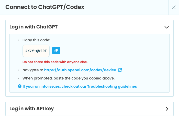 Log in with ChatGPT