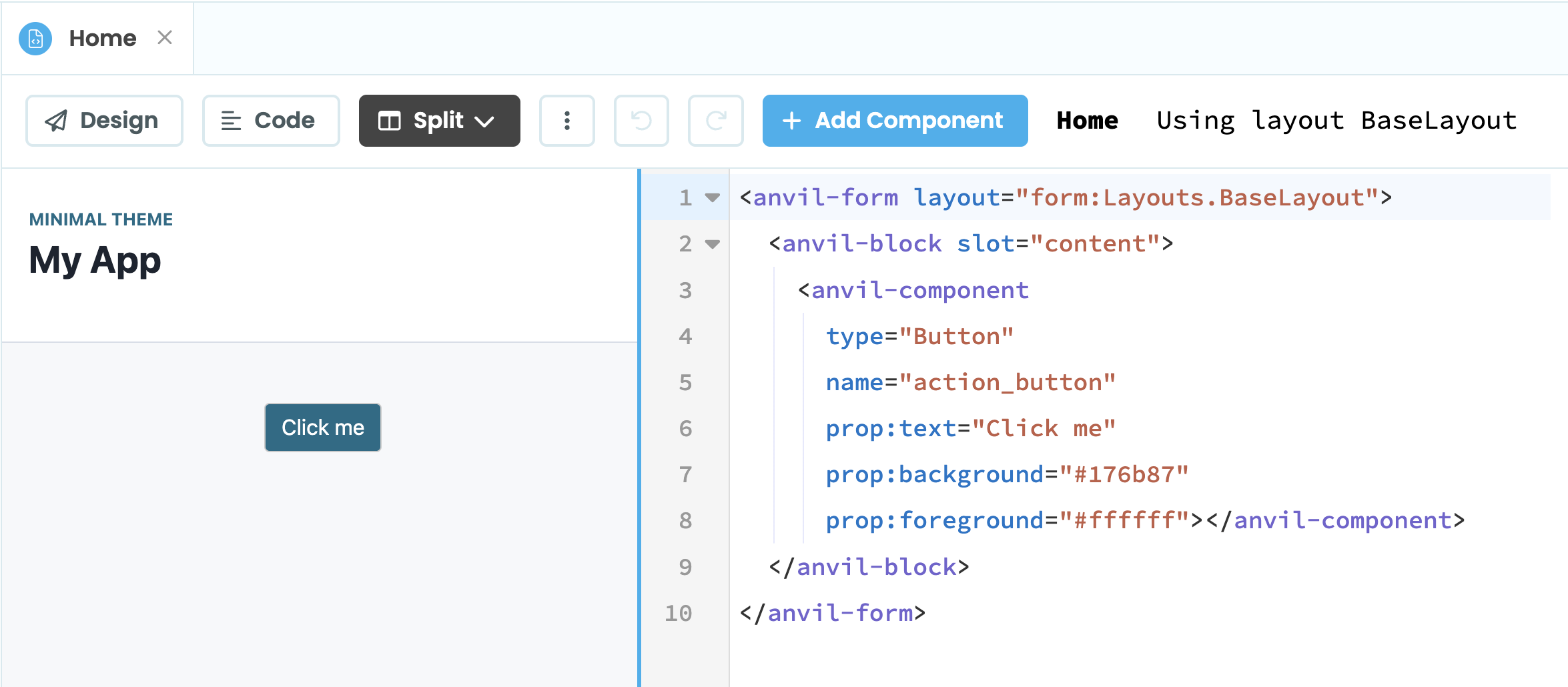 Form using the content slot in its Layout