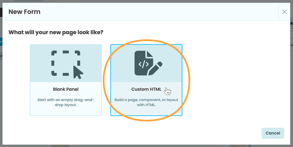 Creating a new HTML Form.