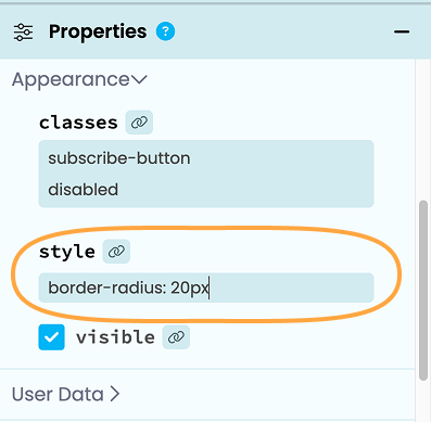 Setting the style property
from the Properties Panel