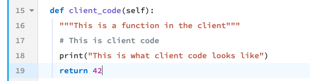 A function written on the client.
The code editor has a blue bar on the left margin.