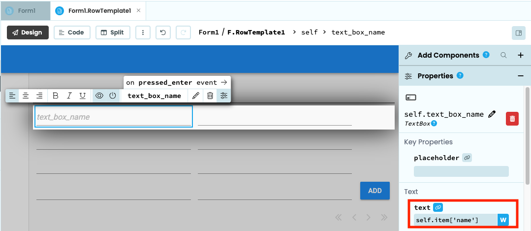 Data Binding for name TextBox