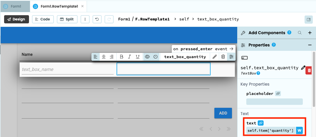 Data Binding for quantity TextBox