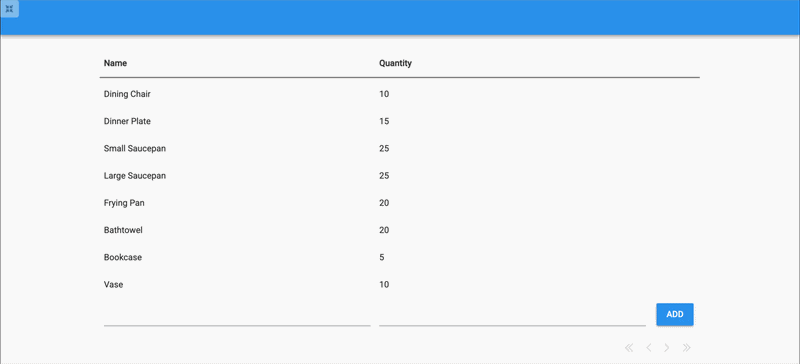 Demo of A new inventory item being added from the web app