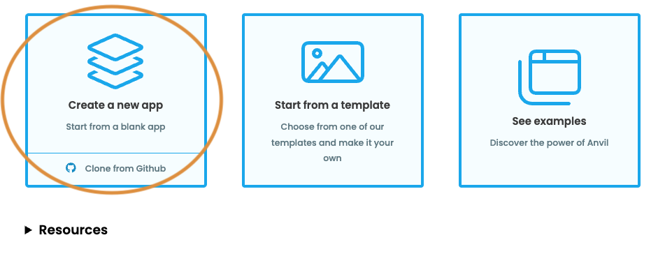 Location of the Create App button