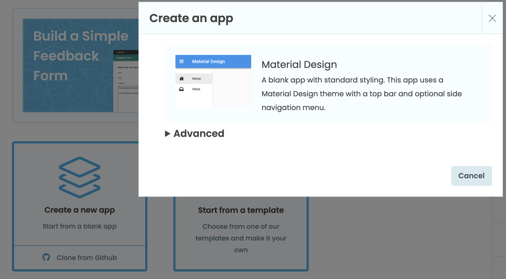 Select Material Design theme